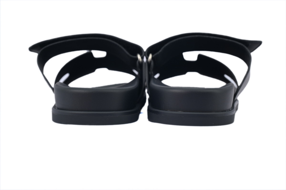 Coco Shoes Hermes Calfskin Chypre Sandals Black