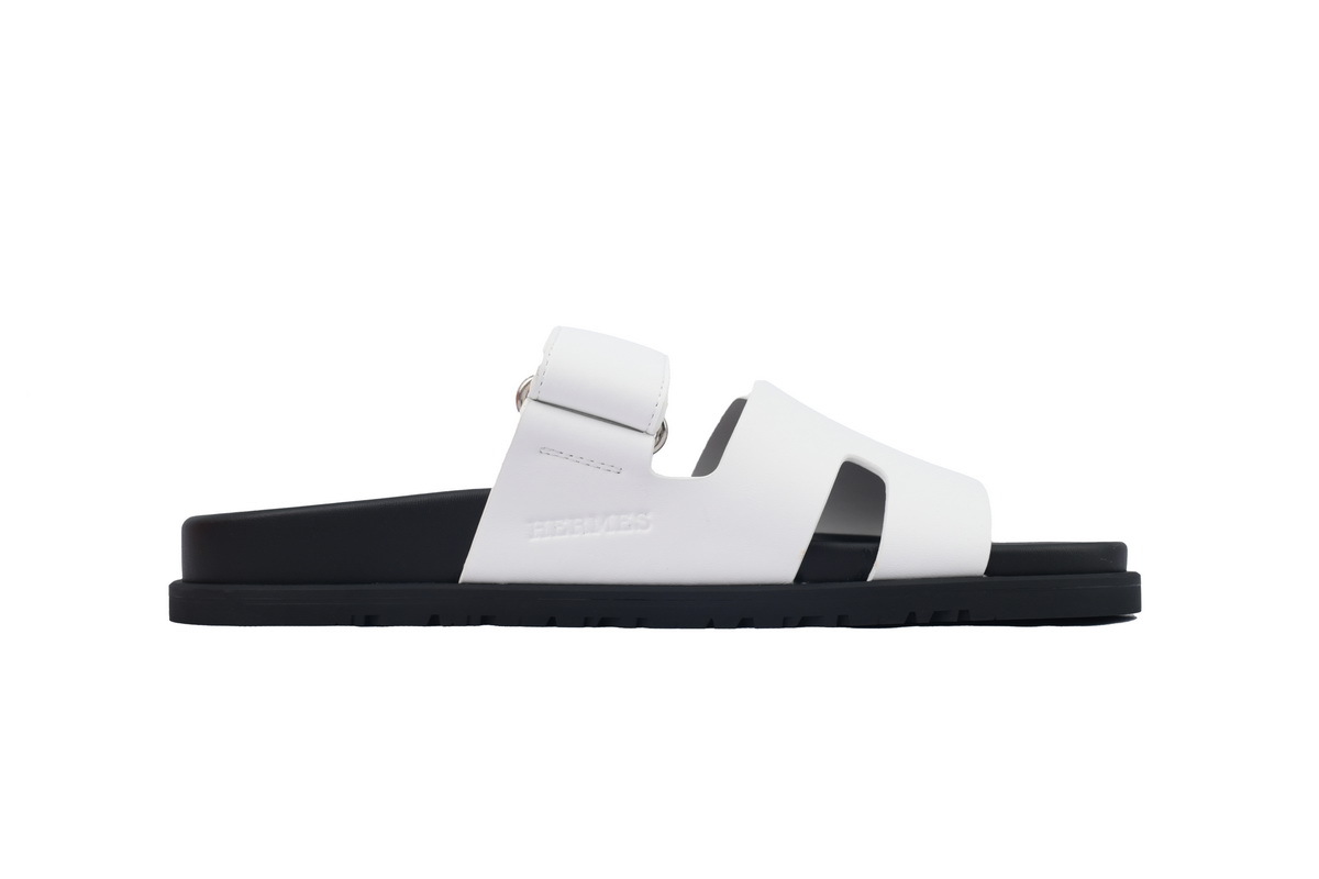 Coco Shoes Hermes Calfskin Chypre Sandals White