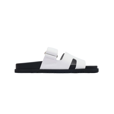 Coco Shoes Hermes Calfskin Chypre Sandals White 02