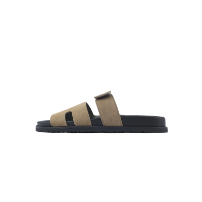 Coco Shoes Hermes Suede Goatskin Chypre Sandals Khaki 01