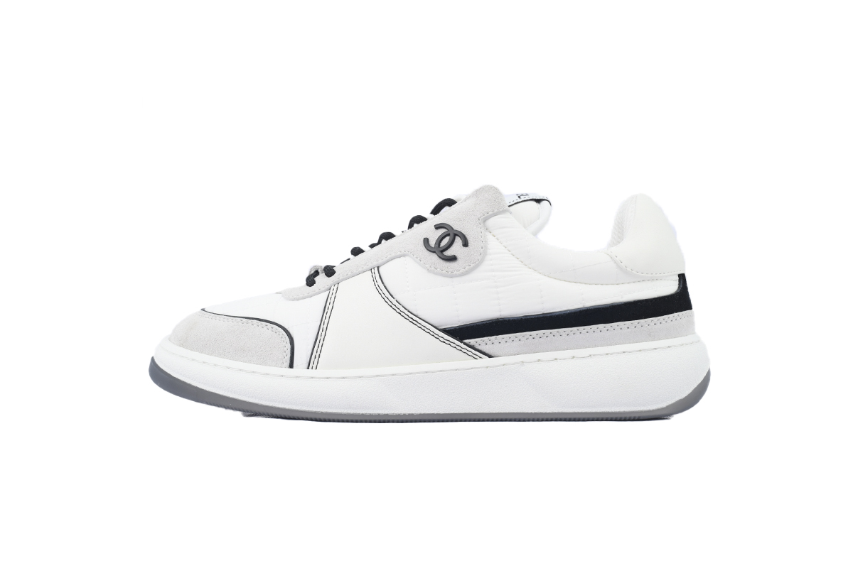 Coco Shoes Chanel Suede Calfskin White Light Grey Low Top Sneakers