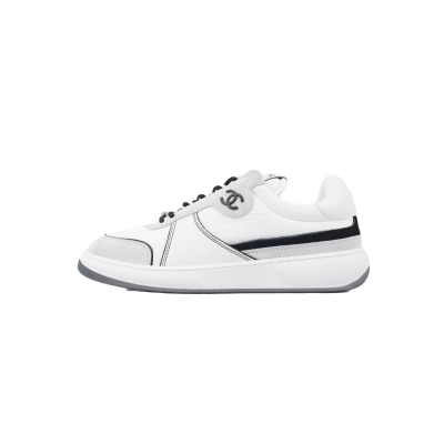 Chanel Suede Calfskin White Light Grey Low Top Sneakers 01