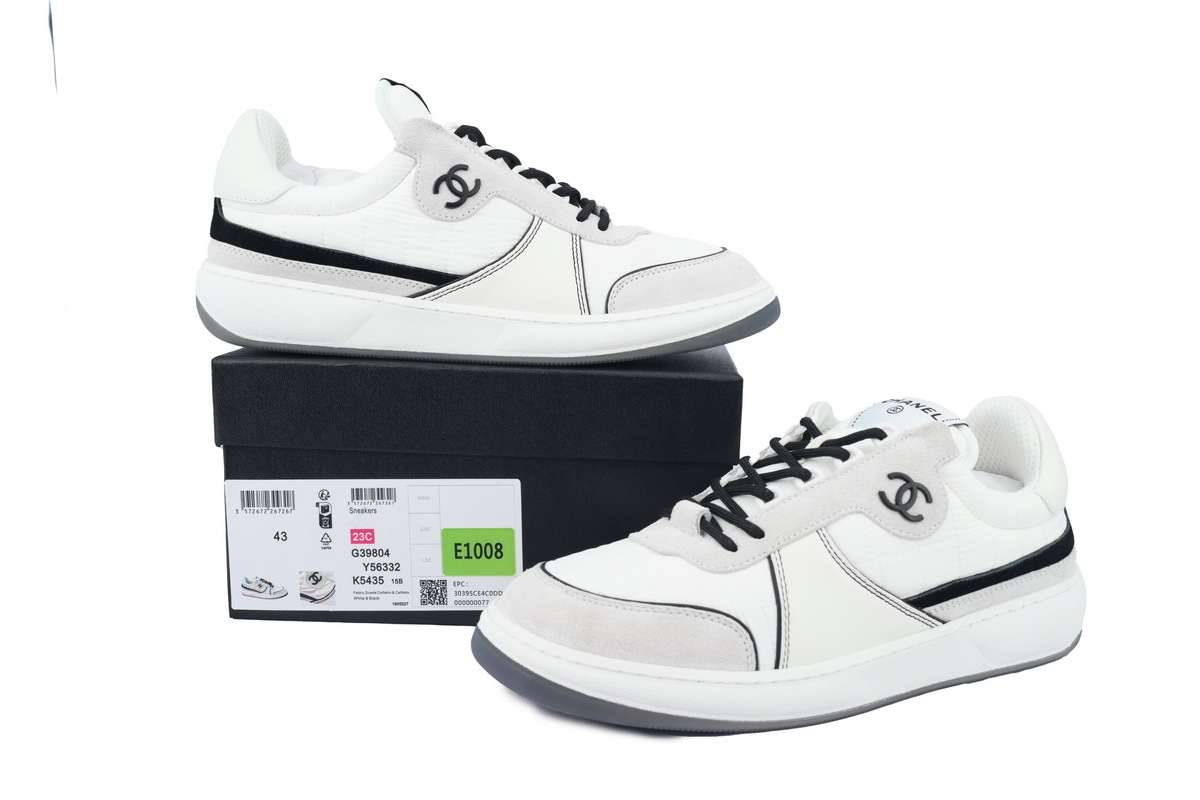 Coco Shoes Chanel Suede Calfskin White Light Grey Low Top Sneakers