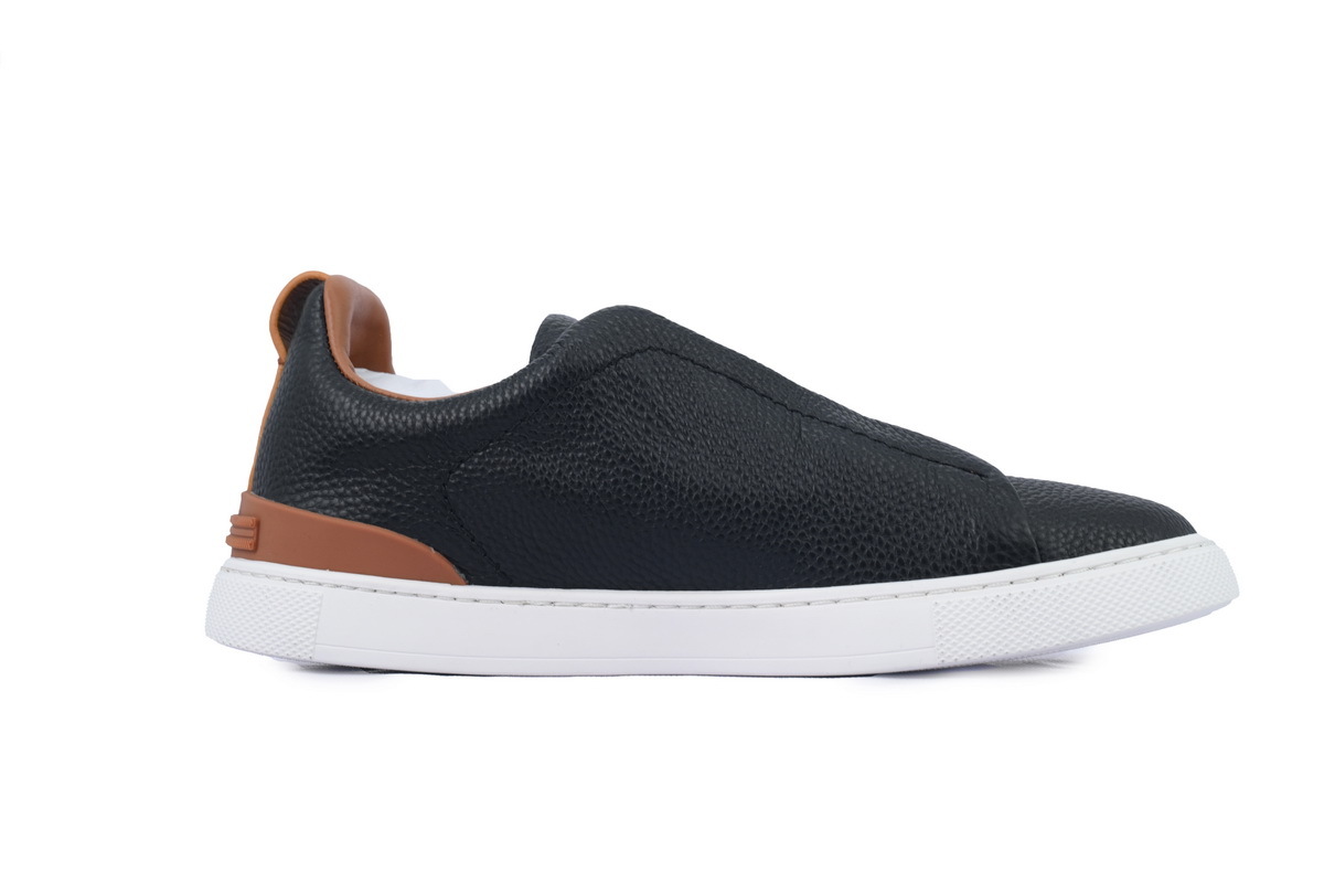 Coco Shoes Zegna Black Deerskin Triple Stitch™ Sneakers