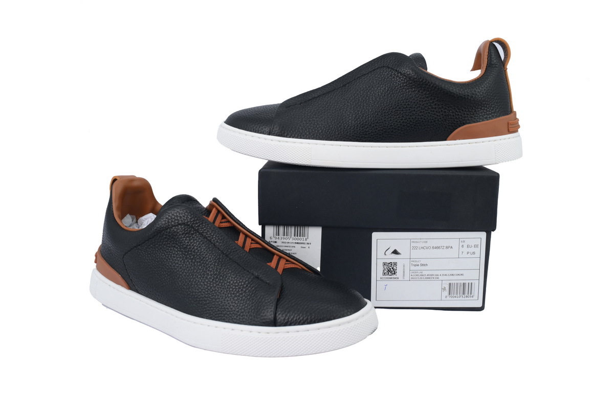 Coco Shoes Zegna Black Deerskin Triple Stitch™ Sneakers
