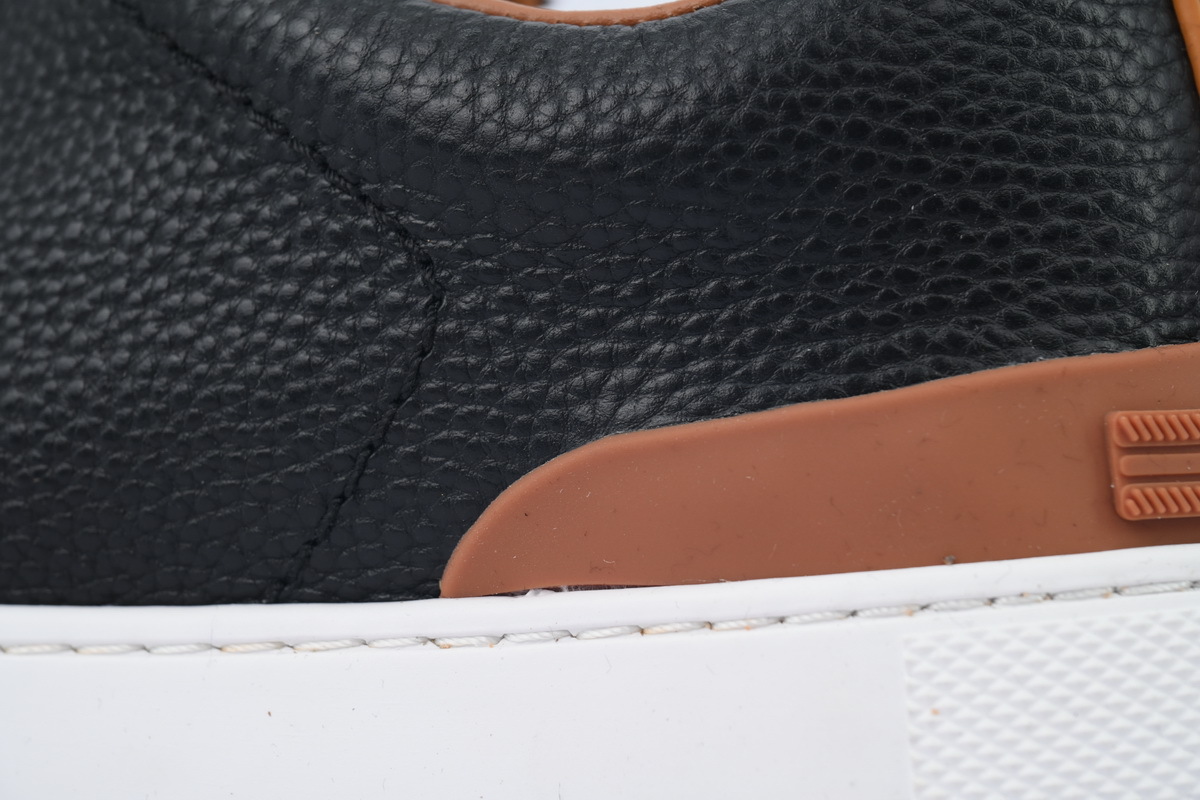 Coco Shoes Zegna Black Deerskin Triple Stitch™ Sneakers