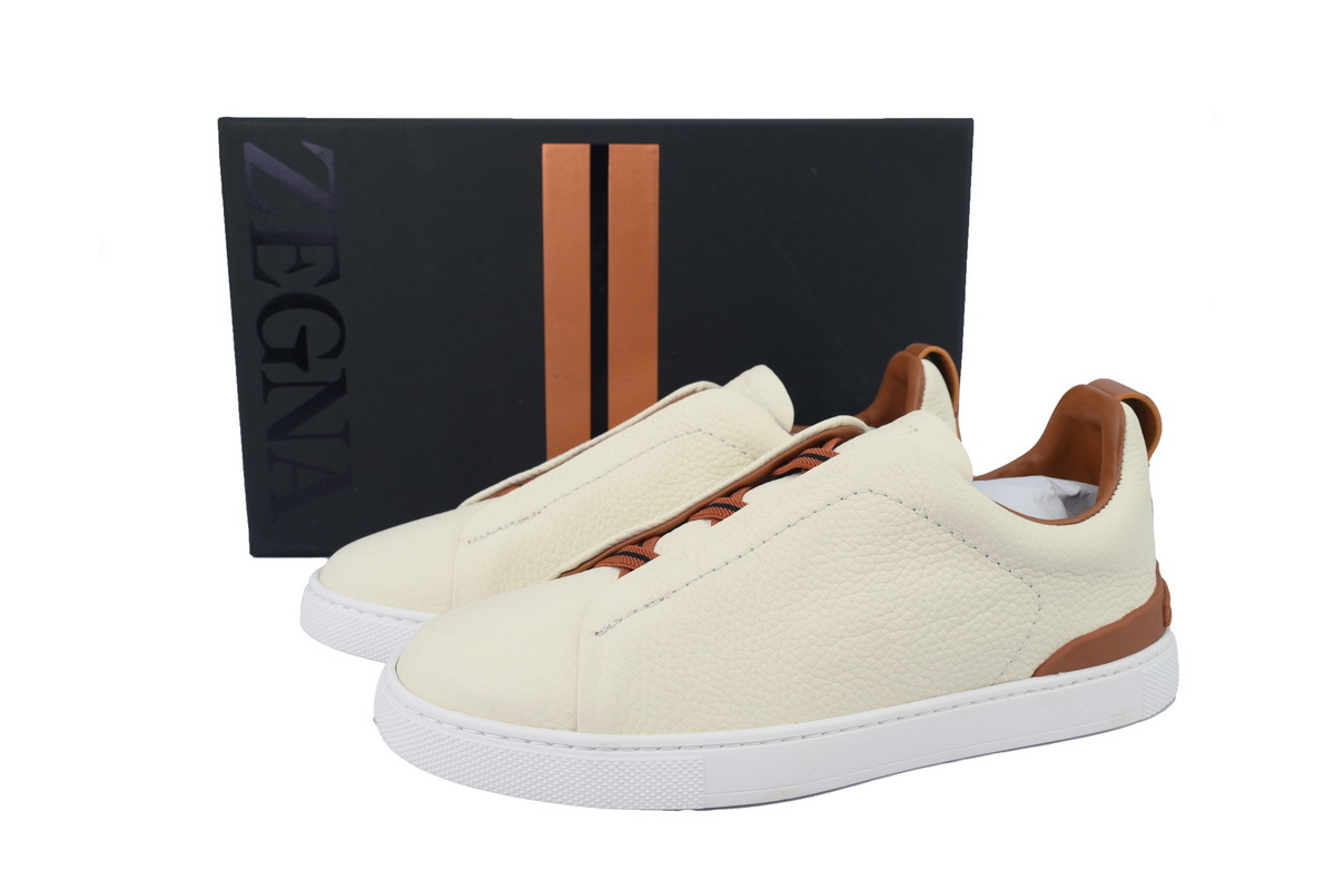 Coco Shoes Zegna Off White Deerskin Triple Stitch™ Sneakers