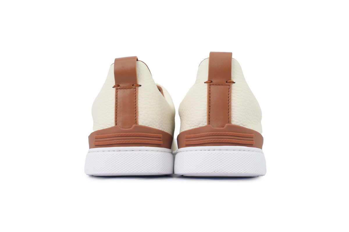 Coco Shoes Zegna Off White Deerskin Triple Stitch™ Sneakers