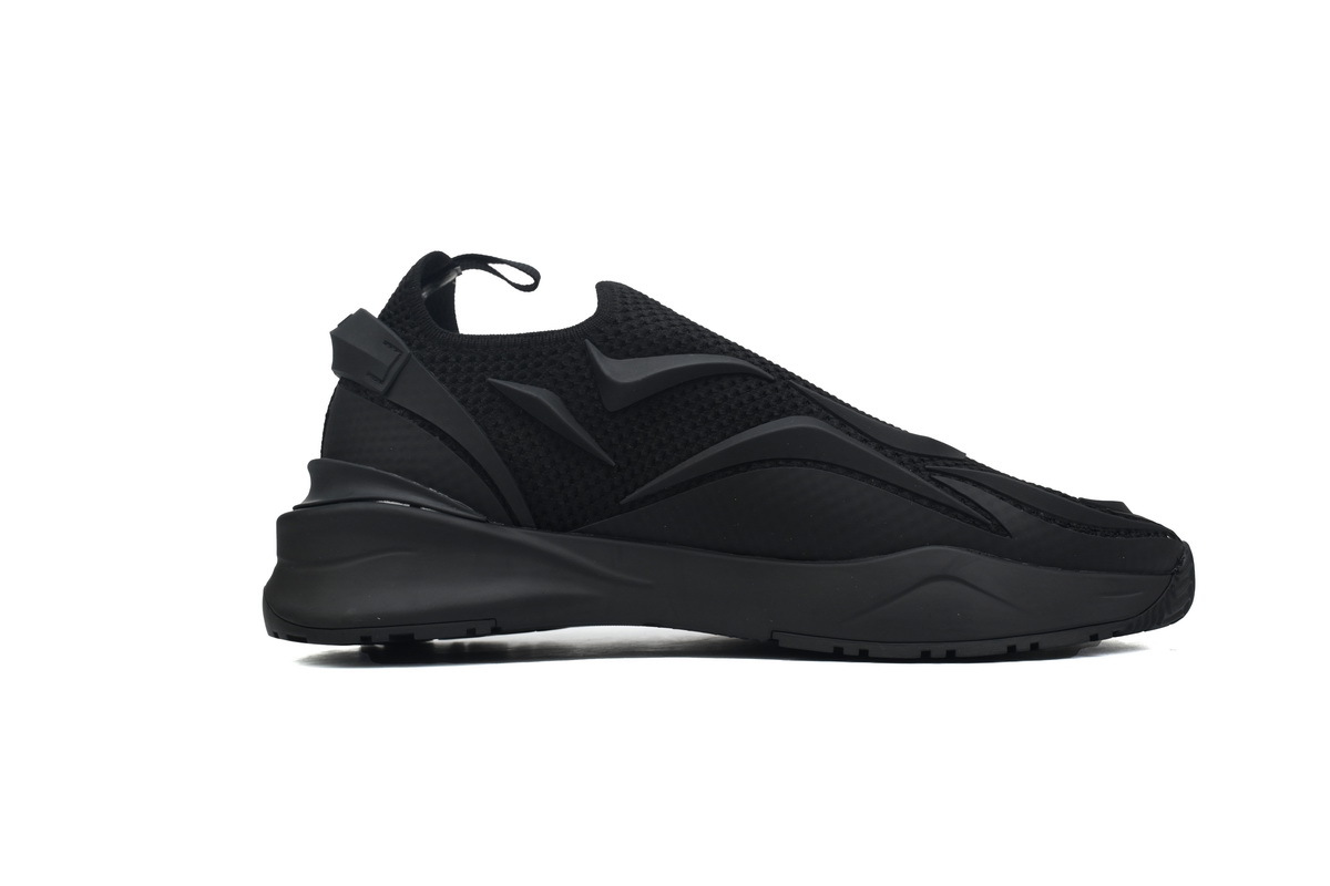 Coco Shoes Fendi Knit Fabric And Rubber Flow Mesh Running Sneakers Black 
