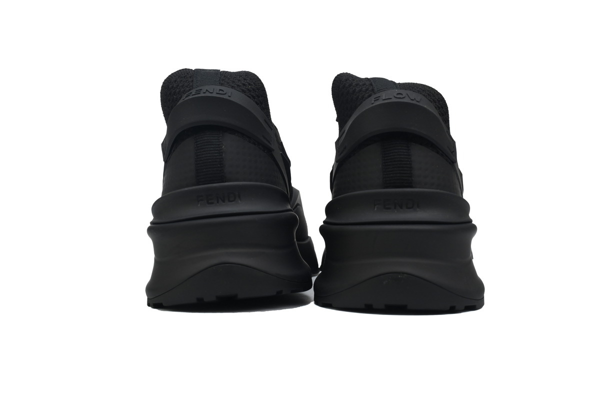 Coco Shoes Fendi Knit Fabric And Rubber Flow Mesh Running Sneakers Black 