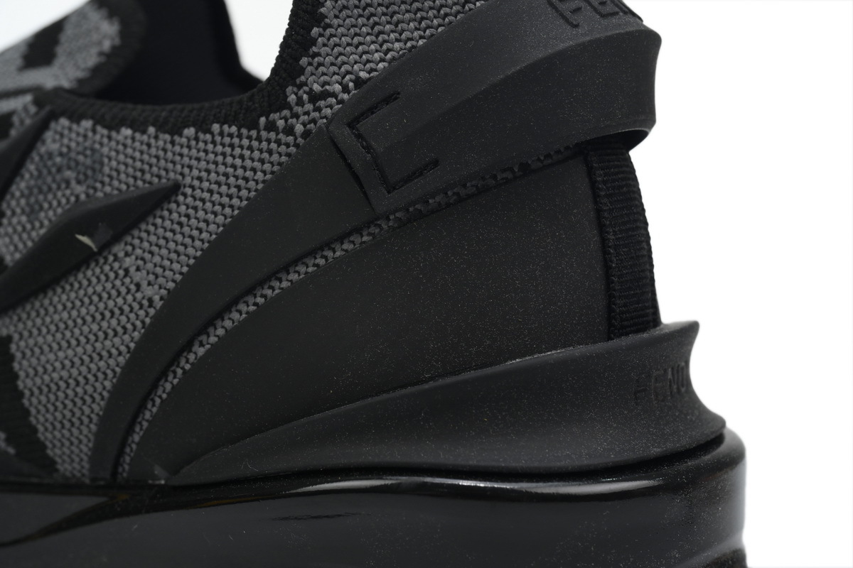 Coco Shoes Fendi Knit Fabric And Rubber Flow Mesh Running Sneakers Grey