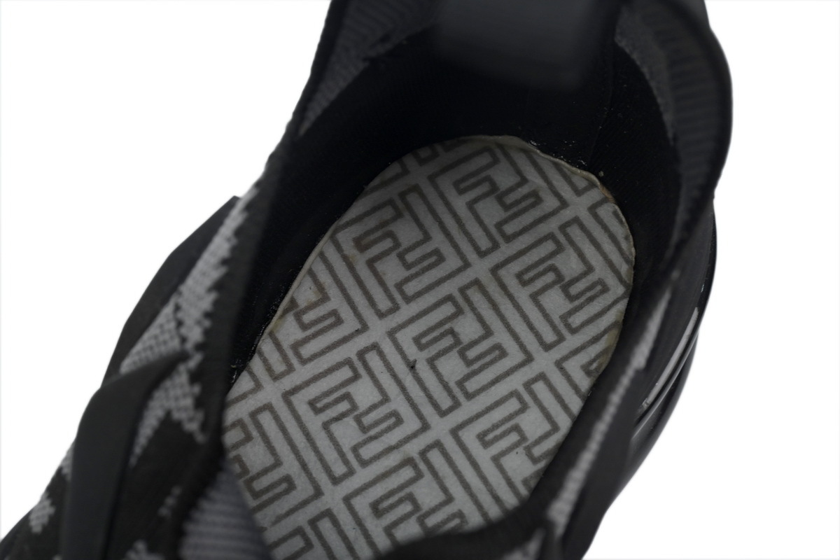 Coco Shoes Fendi Knit Fabric And Rubber Flow Mesh Running Sneakers Grey