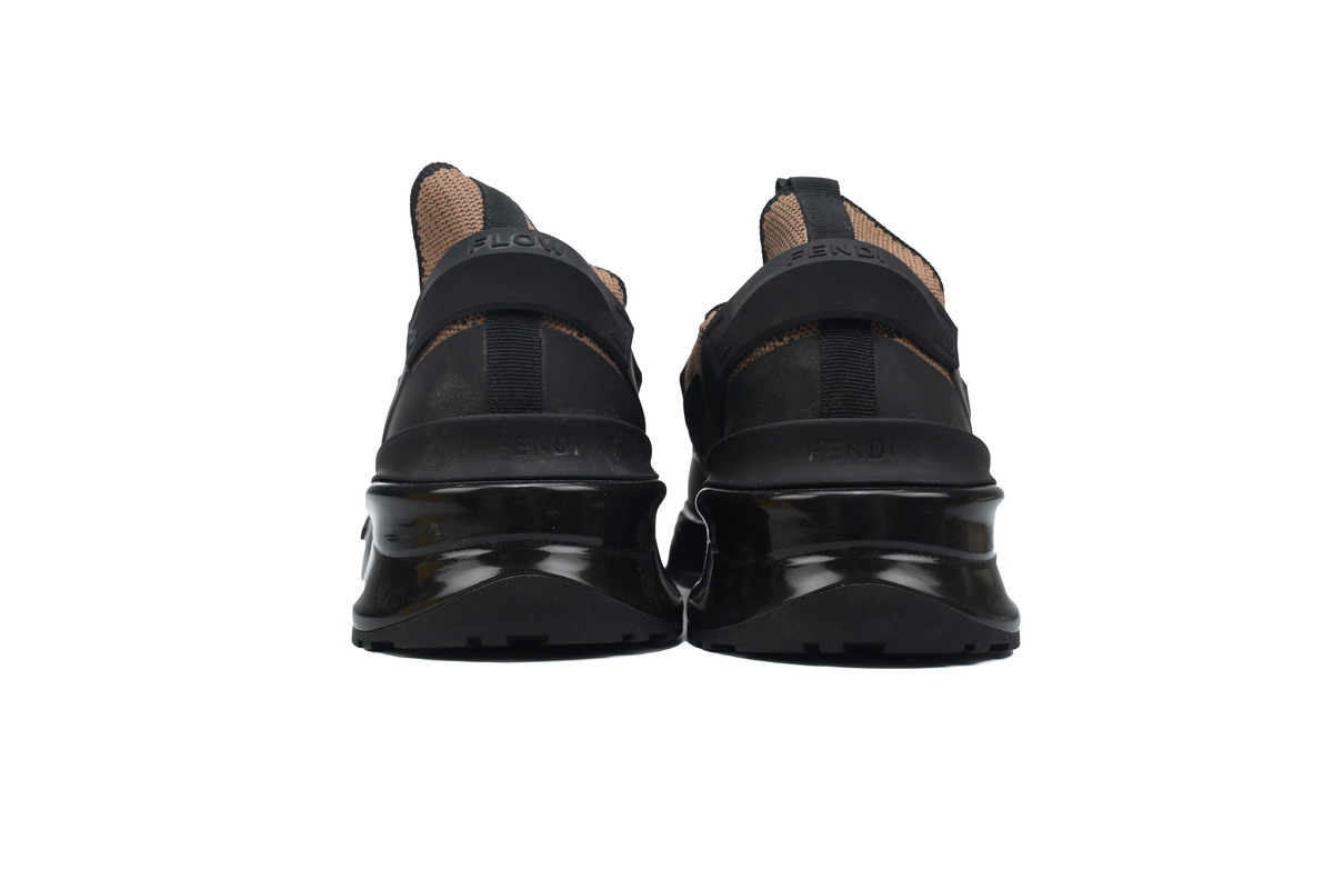 Coco Shoes Fendi Knit Fabric And Rubber Flow Mesh Running Sneakers Brown