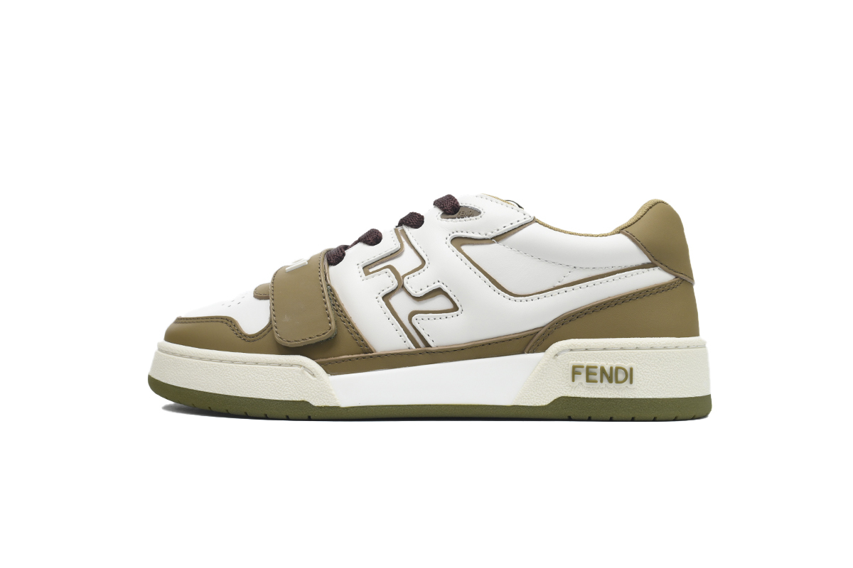 Coco Shoes Fendi Match Leather Low White Brown Velcro