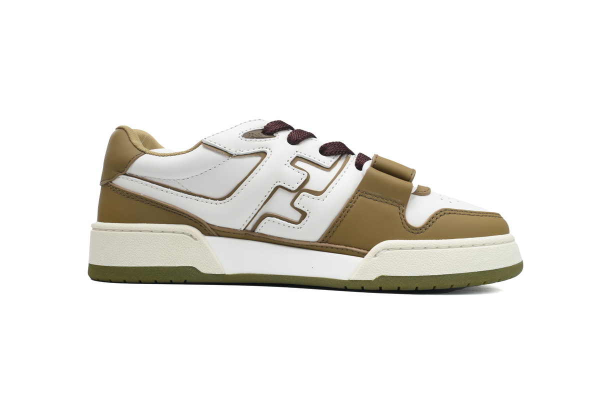 Coco Shoes Fendi Match Leather Low White Brown Velcro