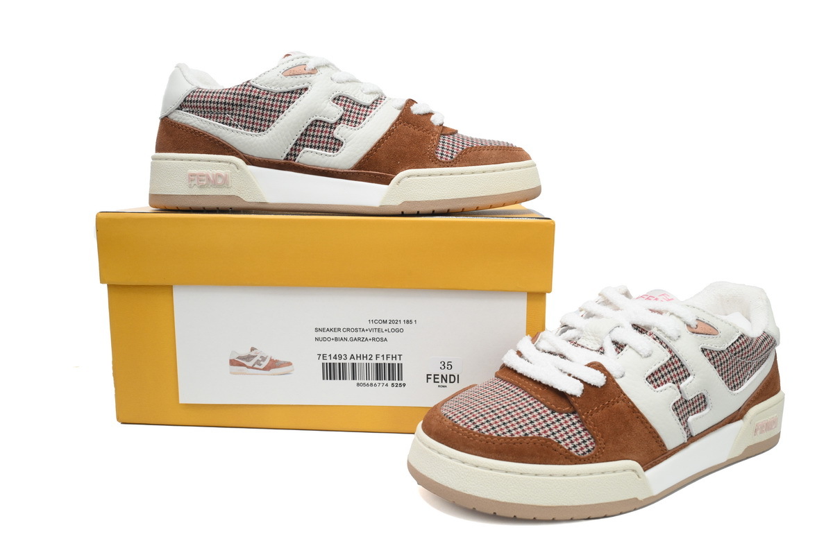 Coco Shoes Fendi Match Low Brown Houndstooth 8E8252 AKXX F1IE4