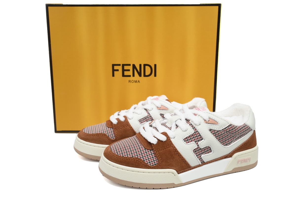 Coco Shoes Fendi Match Low Brown Houndstooth 8E8252 AKXX F1IE4