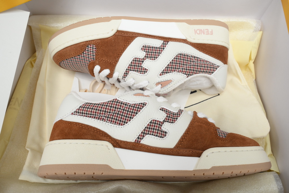 Coco Shoes Fendi Match Low Brown Houndstooth 8E8252 AKXX F1IE4