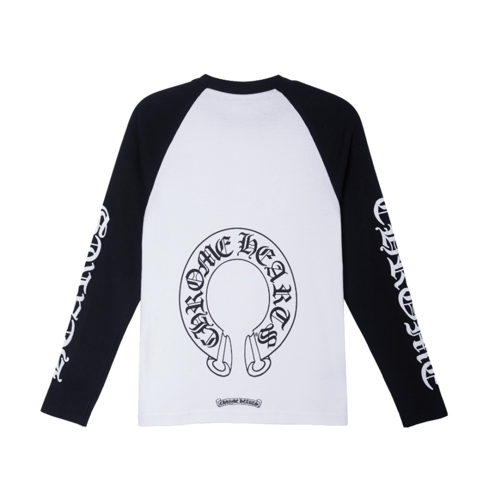 Chrome Hearts Horseshoe Neck Logo 3/4 Shirt 'Black/White' CH-22214