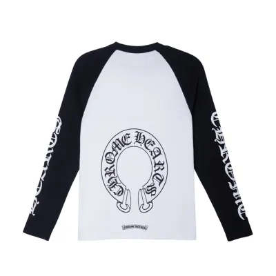 Chrome Hearts Horseshoe Neck Logo 3/4 Shirt 'Black/White' CH-22214 02