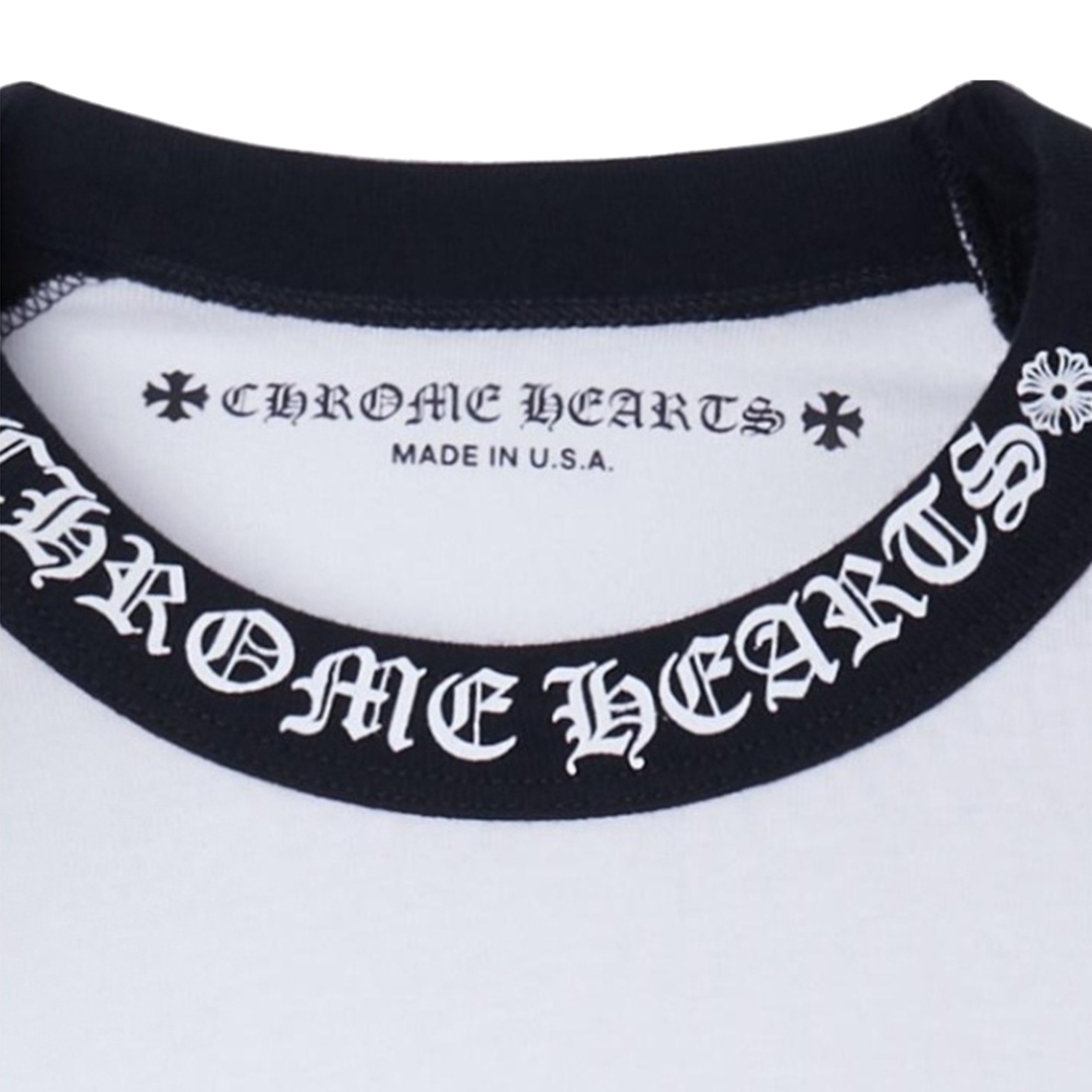 Coco Shoes Chrome Hearts Horseshoe Neck Logo 3/4 Shirt 'Black/White' CH-22214