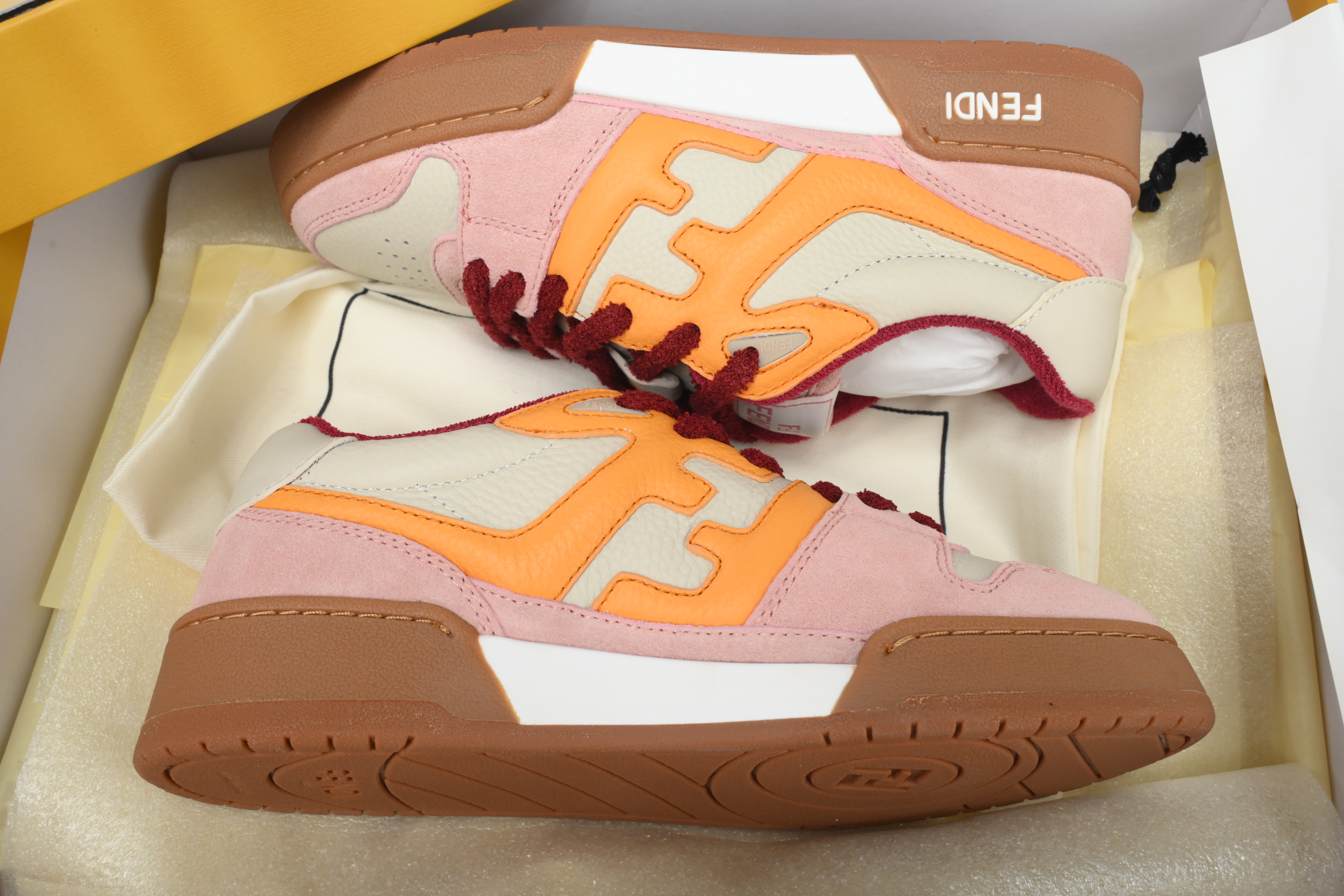 Coco Shoes Fendi Match Low Pink Yellow Suede 8E8252AI1NF1H1C