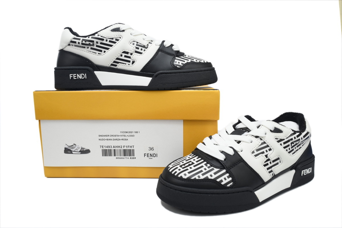 Coco Shoes Fendi Match Low 'White Black Motif' 7E1495 AQ6G F1MYR