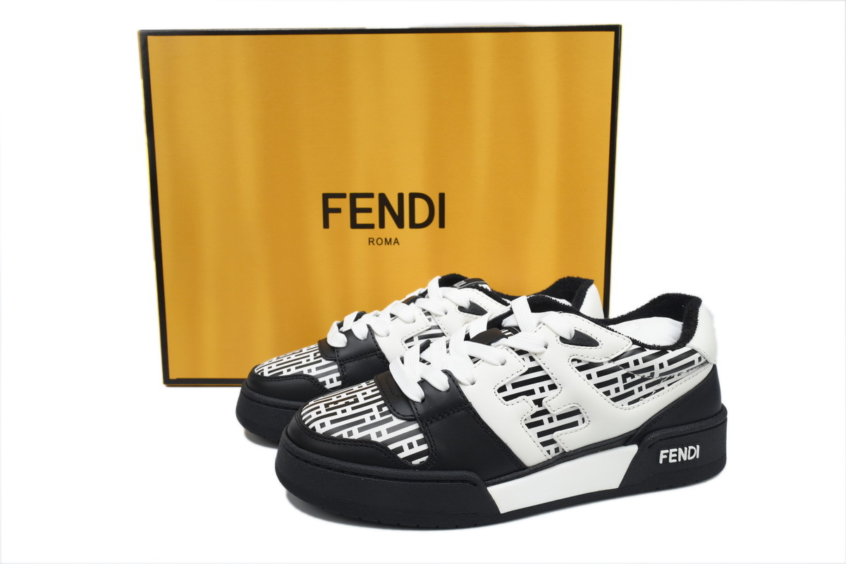 Coco Shoes Fendi Match Low 'White Black Motif' 7E1495 AQ6G F1MYR
