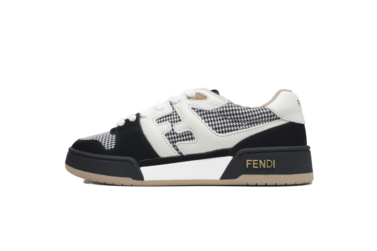 Coco Shoes Fendi Match Vitello Leather & Tonal Logo Jacquard Sneakers