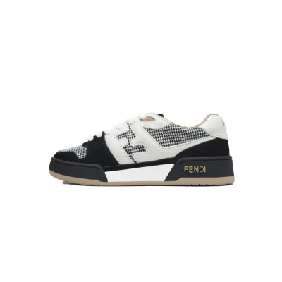 Fendi Match Vitello Leather & Tonal Logo Jacquard Sneakers 01