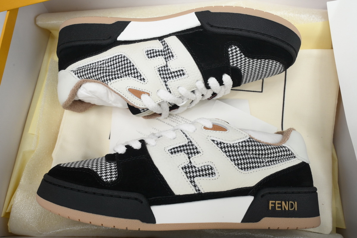 Coco Shoes Fendi Match Vitello Leather & Tonal Logo Jacquard Sneakers