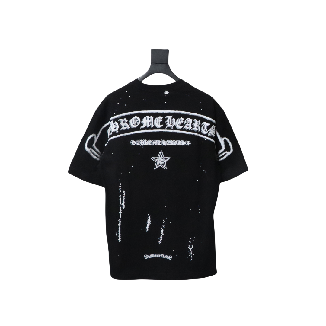 Coco Shoes Chrome Hearts Mottled Sanskrit Star Print T-shirt Black