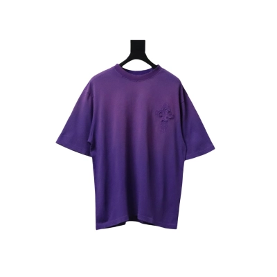 Coco Shoes Chrome Hearts Cross Embroidered Washed T-Shirt Purple 01