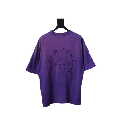Coco Shoes Chrome Hearts Cross Embroidered Washed T-Shirt Purple 02