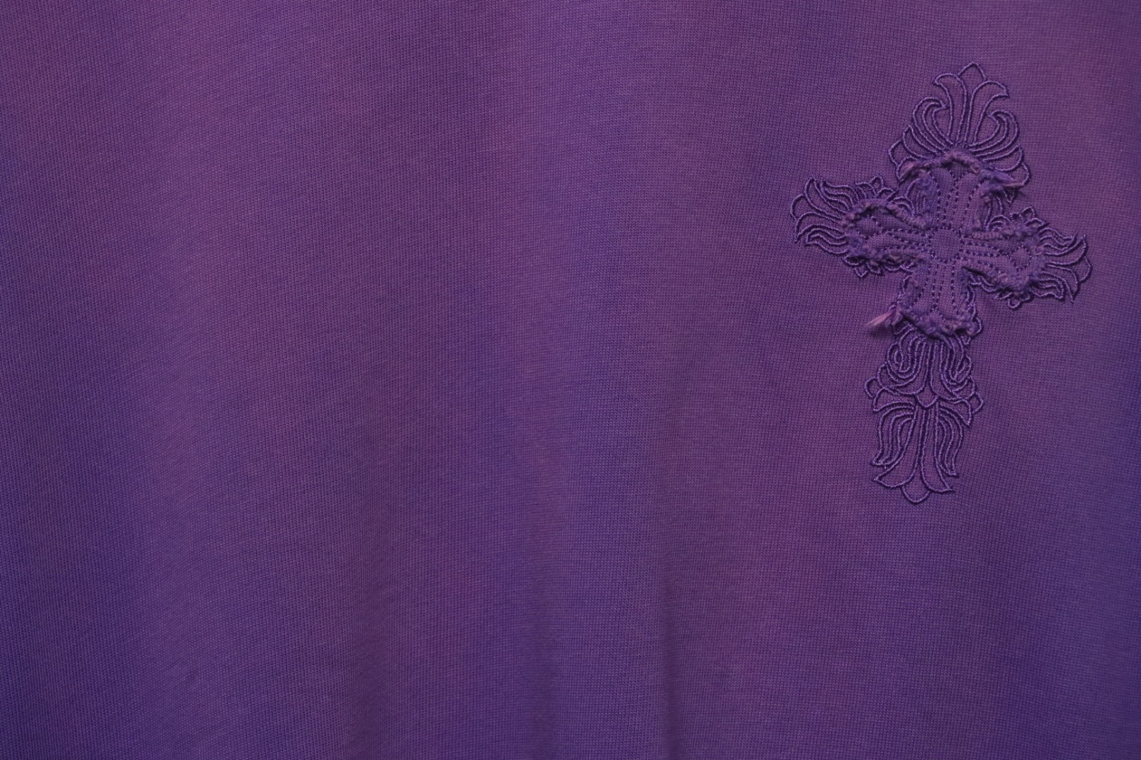 Coco Shoes Chrome Hearts Cross Embroidered Washed T-Shirt Purple