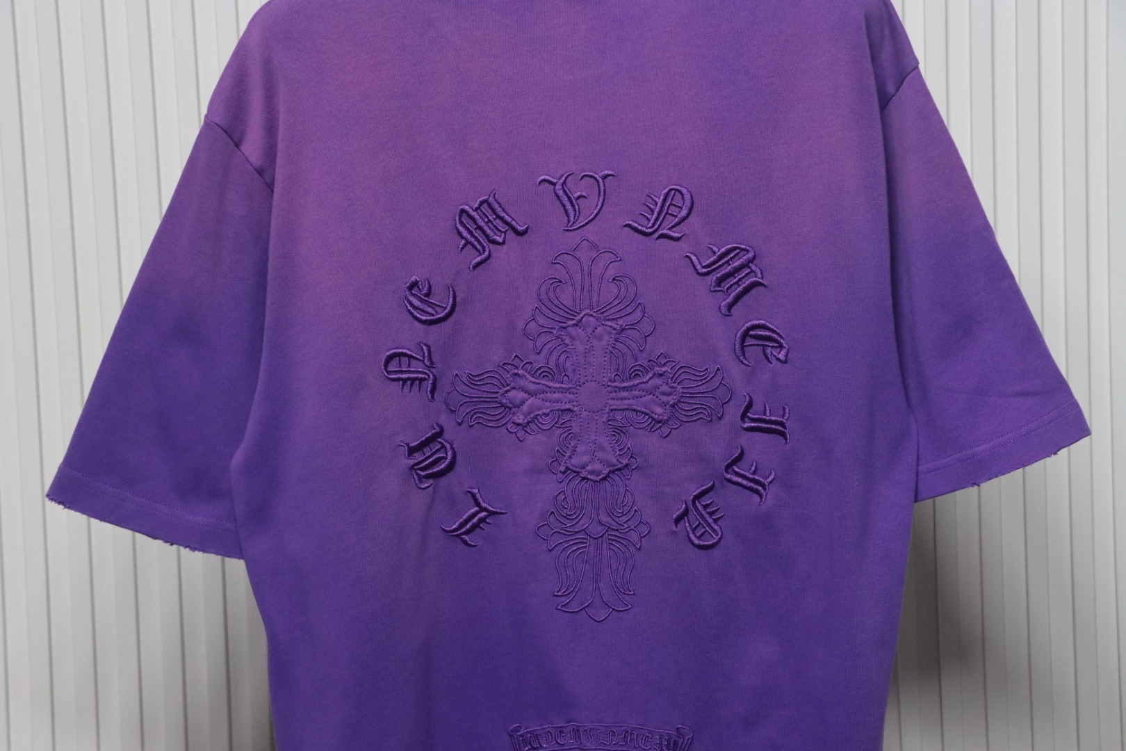 Coco Shoes Chrome Hearts Cross Embroidered Washed T-Shirt Purple