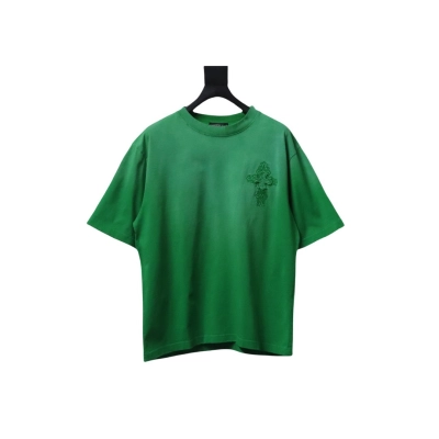 Coco Shoes Chrome Hearts Cross Embroidered Washed T-Shirt Green 01