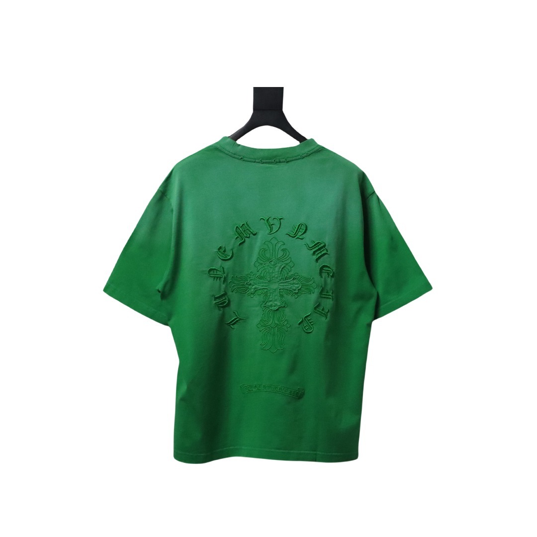 Coco Shoes Chrome Hearts Cross Embroidered Washed T-Shirt Green