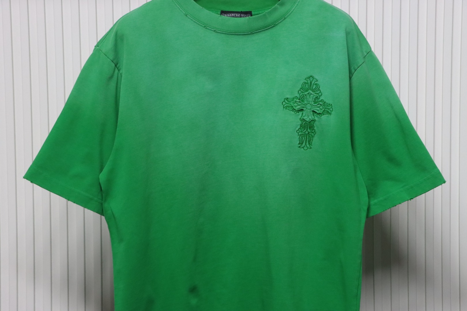 Coco Shoes Chrome Hearts Cross Embroidered Washed T-Shirt Green