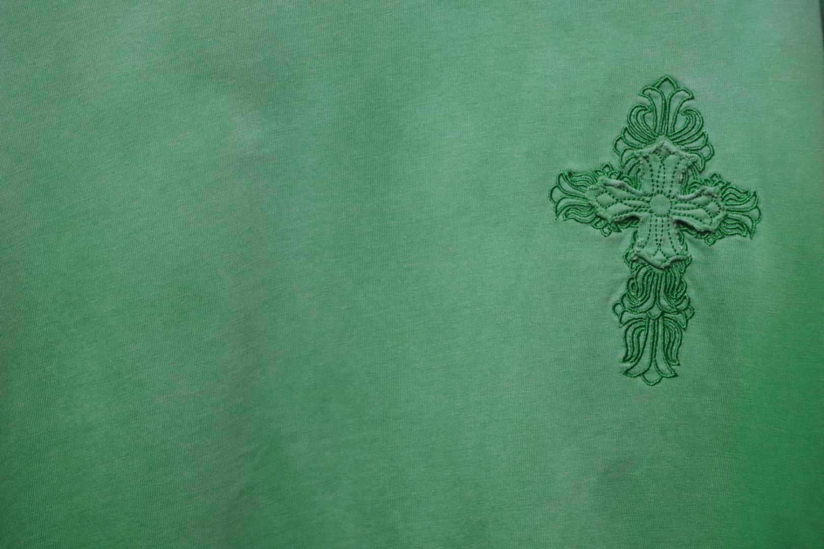 Coco Shoes Chrome Hearts Cross Embroidered Washed T-Shirt Green
