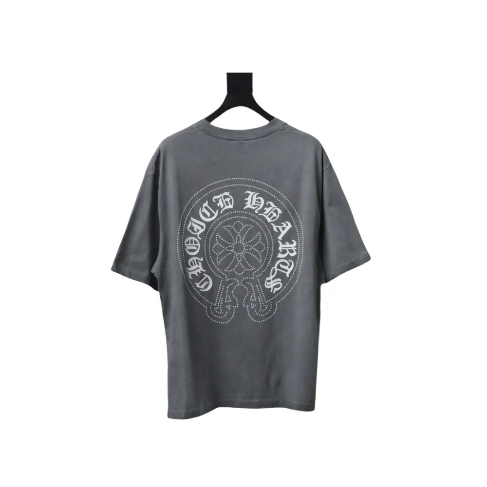 Chrome Hearts Back White Horseshoe Print Grey T-Shirt 