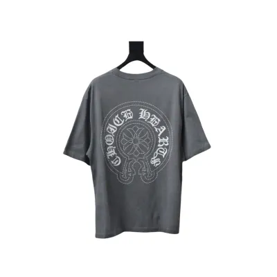 Chrome Hearts Back White Horseshoe Print Grey T-Shirt  01