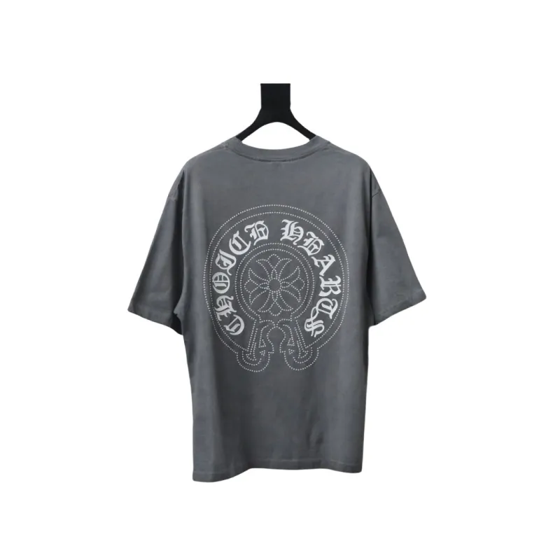 Chrome Hearts Back White Horseshoe Print Grey T-Shirt 