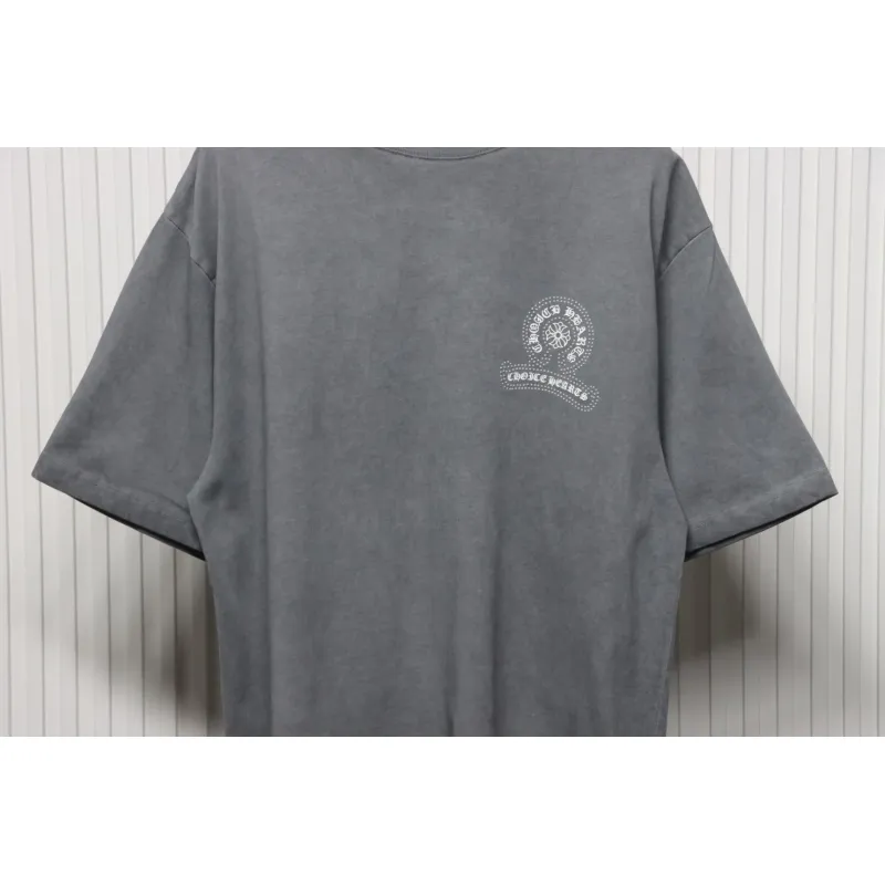 Chrome Hearts Back White Horseshoe Print Grey T-Shirt 