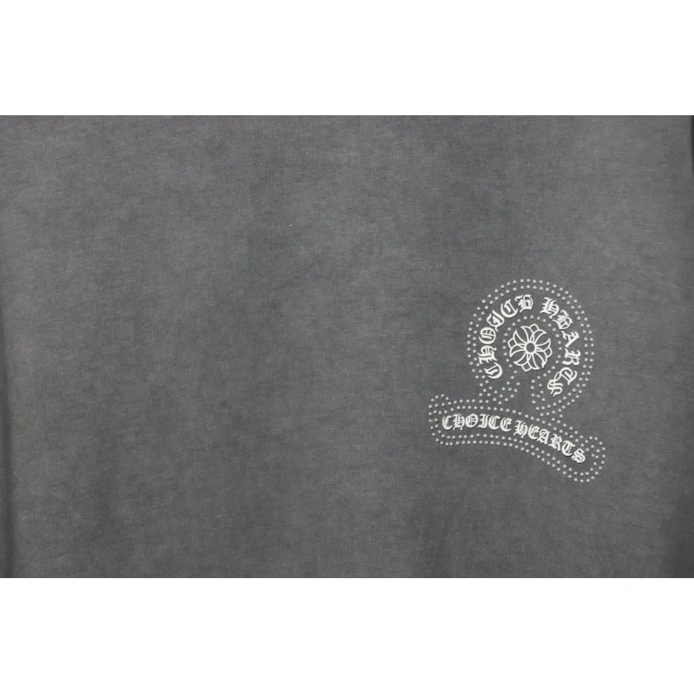 Chrome Hearts Back White Horseshoe Print Grey T-Shirt 