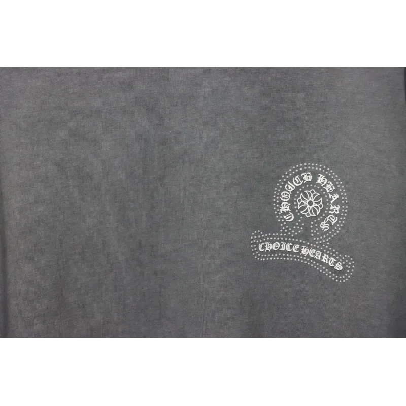 Chrome Hearts Back White Horseshoe Print Grey T-Shirt 