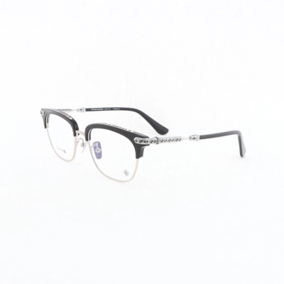 Chrome Hearts Vertical Smile II Eyeglasses Transparent Lens And Black Silver Frame 01