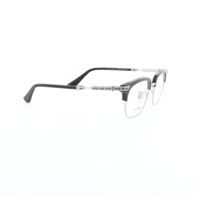 Chrome Hearts Vertical Smile II Eyeglasses Transparent Lens And Black Silver Frame 02