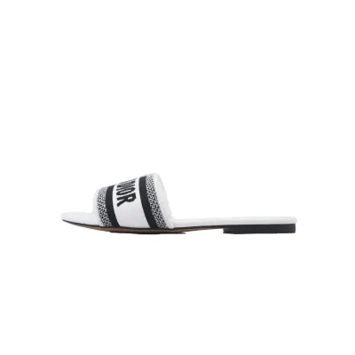Dior Dway Slide Embroidered Monogram White Sandals 01