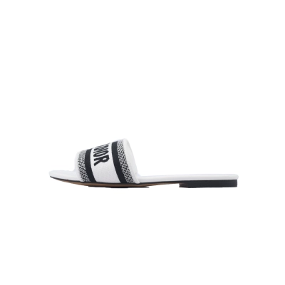 Coco Shoes Dior Dway Slide Embroidered Monogram White Sandals 01